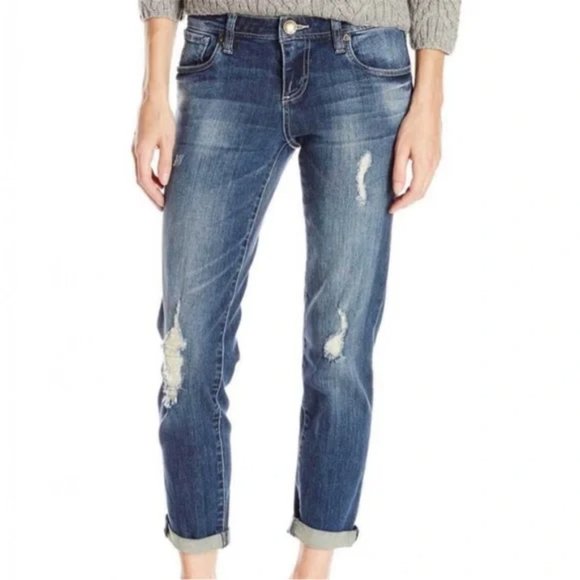 KUT from the Kloth Distressed Adele Slouchy Boyfriend Cut Jeans Blue 6 - Picture 1 of 16